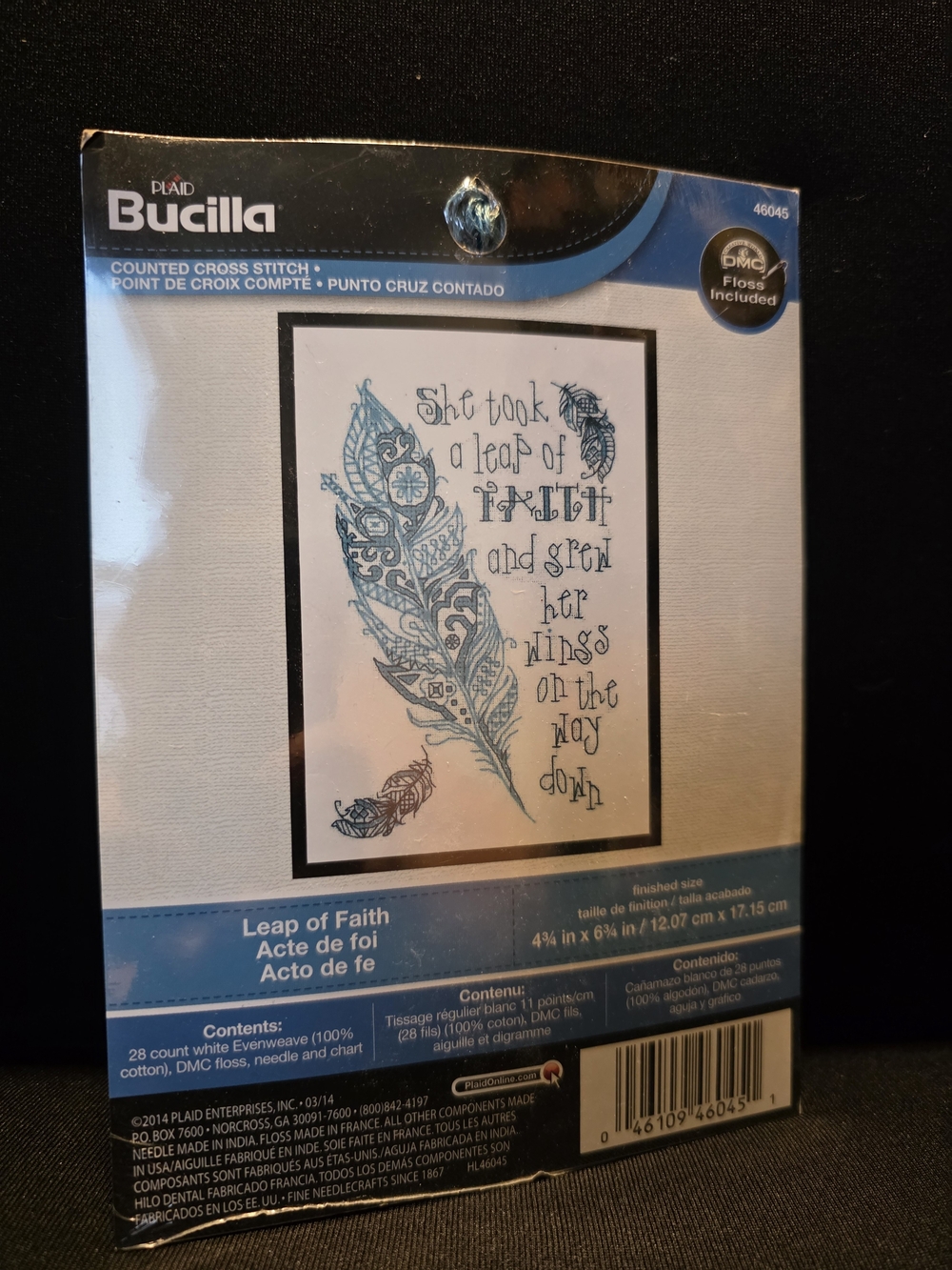 Bucilla Leap of Faith Cross Stitch Kit Blue & White NWT